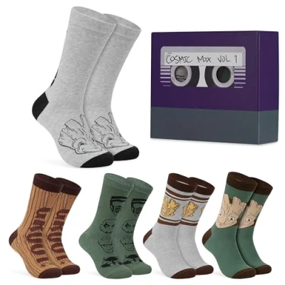 Imagen de Marvel Calcetines Hombre Divertidos Pack Regalo 5 Pares Superheroes Spiderman Avengers Regalos Frikis para Hombres (Beige/Multicolor,40 45)