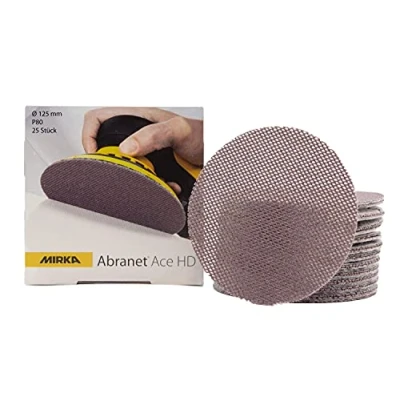 Imagen de Mirka Abranet Ace HD Discos de malla Ø 125mm Velcro / grano P80 25 piezas AH23202580 Para excéntricas y lijadoras lijar superficies duras, madera, masilla, barniz, metal