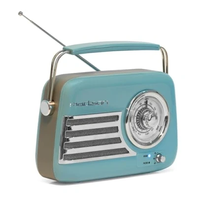 Imagen de Madison FREESOUND VR40BLU Radio Vintage de batería Larga 30 W Bluetooth, USB y FM Azul Vintage, nostálgico, Retro