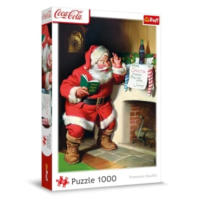 Imagen de Trefl Coca Cola, Papá Noel Junto a la Chimenea Puzle de 1000 Piezas Rompecabezas navideño, para Adultos y niños Partir 14 años, Multicolor (10922)