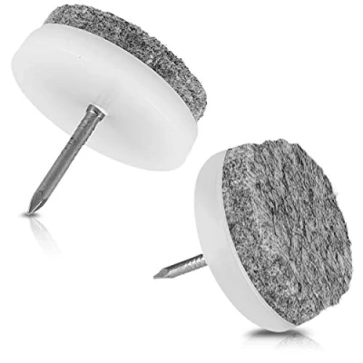 Imagen de Navaris pack 20 almohadillas de fieltro para sillas Tacos estilo alfiler y muebles Amortiguador Redondos 24MM