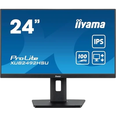 Imagen de iiyama XUB2492HSU B6 24&quot; Panel IPS, 1920x1080100Hz, 15cm Regulable en Altura, Pivotante, Pivot, 250cd/m², Altavoces, HDMI, DisplayPort, 0,4ms MPRT, FreeSync, USB 4X 3.2 (23,8&quot; Vis)