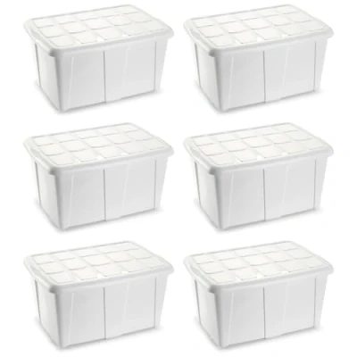 Imagen de AC Pack de 6 Cajas Almacenamiento Fabricado en plástico Contenedor para almacenar Juguetes, Libros, Ropa, Mantas N.º 18 (Blanco) 32 x 63 46 cm 60 litros