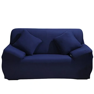 Imagen de ele ELEOPTION Fundas de Sofá, Sofá Elásticas Protectores Funda Poliéster para Silla Forma Suave y Antideslizante, Azul Oscuro, 2 Plaza (Longitud 130 170cm)