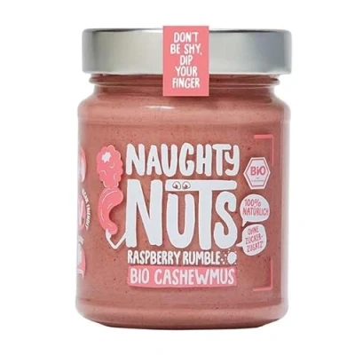 Imagen de NAUGHTY NUTS Mantequilla de Anacardos Bio Frambuesa Rumble Vegana, 100% Natural, Sin Aceite Palma ni Azúcar 250g