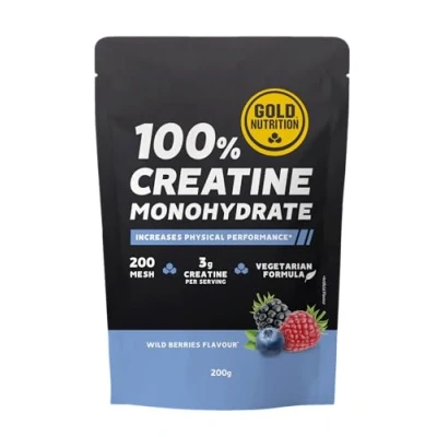 Imagen de GoldNutrition, 100% Creatine Monohydrate, Creatina Monohidratada, en Polvo Pura para Aumentar el Rendimiento y la Potencia Muscular, Sabor Bayas Silvestres, 40 Raciones, 200 g