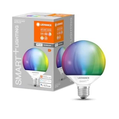 Imagen de LEDVANCE Lámpara LED inteligente con tecnología Wifi, casquillo E27, regulable, colores RGB y cambio de color la luz, Globeform, mate, controlable Alexa, Google App
