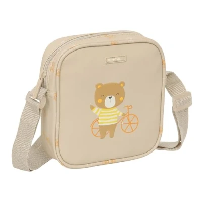 Imagen de Safta M222c, Preescolar Osito Pequeña, Bandolera Infantil, Bolso Niño, Ideal 5 a 14 Años, Cómoda y Versátil, Calidad Resistencia, 16x4x18 cm, Color Beige Unisex niños, Estándar