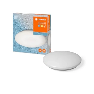 Imagen de LEDVANCE LED Deckenleuchte Alu weiß, IP44 mit Sensor, 21W, 1800LM, 3000K, 400mm Wandleuchte und Deckenlampe ORBIS,