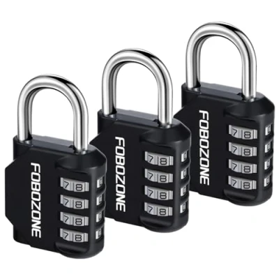 Imagen de FOBOZONE Candado de combinación 4 dígitos para exteriores, impermeable, con código reajustable, casillero gimnasio, armario, cobertizo, cerrojo, puerta, caja herramientas, cerradura