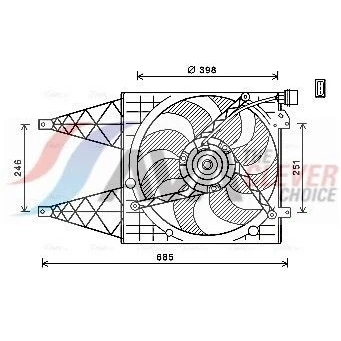 Imagen de PRASCO VN7532 Ventilador de radiador 392 12 con bastidor (armazón) SEAT: Ibiza 3, Córdoba II Berlina, 4 Sportcoupe