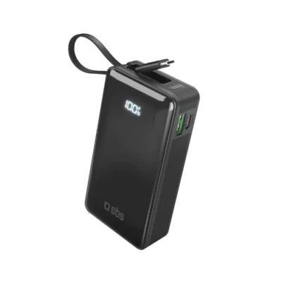 Imagen de Powerbank Sbs Lcd 10000 Mah Con Cable Usb c Integrado Negro