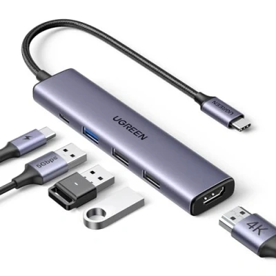 Imagen de UGREEN Revodok 105 Hub USB C HDMI 4K Adaptador Tipo 5 en 1 con 100W PD Carga Compatible MacBook Pro Air M3 M2 M1, iPad, iPhone 16 Plus MAX, Galaxy S24 Ultra, Surface