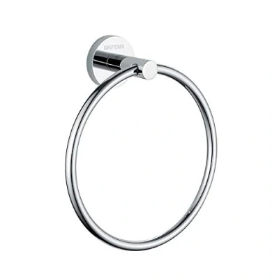 Imagen de GRIFEMA G30104 Anillo de Toallas, Toallero Redondo Montado en Pared para Baño, Cocina, Latón, Cromo