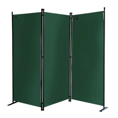 Imagen de Quick Star Paravent 170 x 165 cm Tejido Divisor de habitación Jardín 3 Partición Pared separación Plegable Balcón Pantalla privacidad Verde