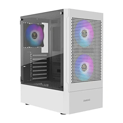 Imagen de GAMDIAS TALOS E3 Mesh WH Funda para PC Juegos, Carcasa ATX de Torre Media con Panel Lateral Vidrio Templado y un Filtro magnético el Polvo 3 Ventiladores ARGB Integrados 120 mm,