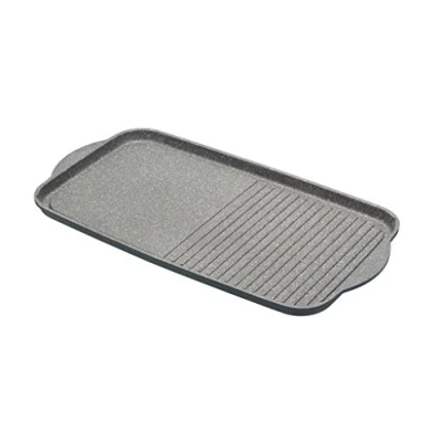 Imagen de MasterClass Dual Griddle Tray, Sartén de Aluminio Fundido con 1 Superficie Rígida y Lisa, Base Acero Inoxidable Apta para Todo tipo Inducción, Gris, 46 x 26cm, Unidad