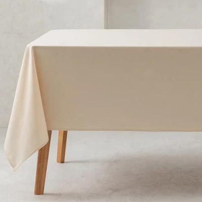 Imagen de GAMUSI Mantel Liso Tela algodón orgánico Impermeable Antimanchas Rectangular Color Crudo 140x180 cm