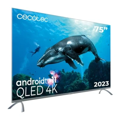 Imagen de Cecotec Televisor QLED 75&quot; Smart TV V3+ Series VQU30075+, 4K UHD, Android Tv11, Frameless, Asistente de Voz Google y Chromecast, Dolby Vision &amp; Atmos, HDR10, HBBTV, 2023.