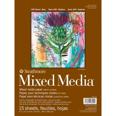 Imagen de Strathmore Serie 400: Bloc de medios mixtos 300 g/m²: 9 x 12 pulgadas: 15 hojas: vitela