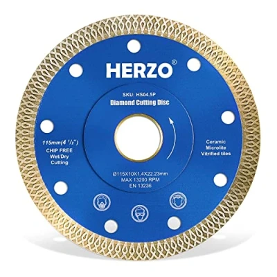 Imagen de Disco de corte Diamante 115 mm HERZO. para Porcelanico,Cerámica dura,Azulejos,Mármol,Granito,Piedra caliza