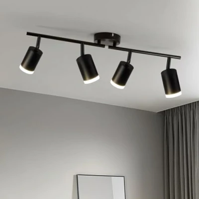 Imagen de Leselux Lámpara de Techo 4 Focos Orientables, Moderno LED Interior Negro, Plafón GU10, Aplique Interior, Foco para Dormitorio Cocina Salon, Sin Bombillas