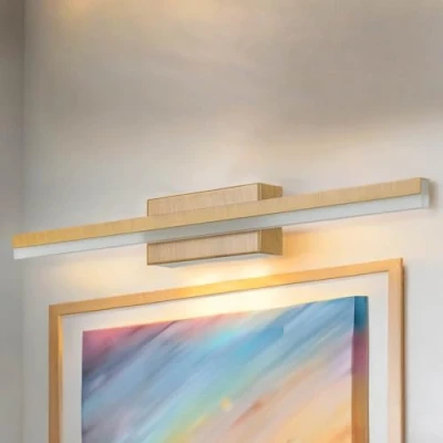 Imagen de aplique LED baño IP44 W: 50 cm blanco neutro 4000 K 820 lm acero inoxidable en aspecto madera espejo
