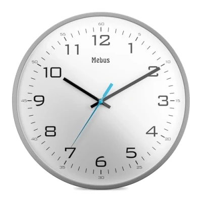 Imagen de Mebus Reloj de Pared analógico Cuarzo con Grandes números, Gris, 30 cm Durchmesser