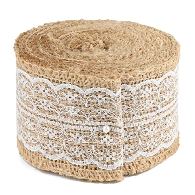 Imagen de G2PLUS 1 Rollo de Cinta Yute Natural 5M Arpillera para Manualidades Bricolaje,Bodas,Decoración del Hogar Fiestas (6CM)