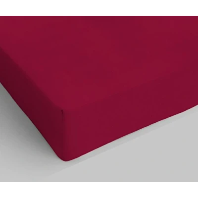 Imagen de Sábana Bajera Ajustable de algodón MAX Color, para Cama Matrimonio, Color Burdeos