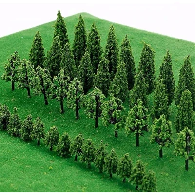 Imagen de PIQIUQIU 25PCS Ferrocarril Árboles Arquitectura, Modelo árboles en Miniatura, Mezclados de Tren para DIY Paisaje, Hacer Maquetas Paisajes