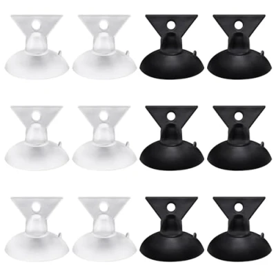 Imagen de JTMKYO 12 ventosas de cristal para bombillas GU10 GZ10, herramienta ventosa, mango triangular invertido, ventosa quitar (negro, transparente)