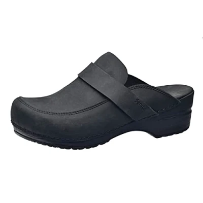 Imagen de Sanita Knaus Zuecos Abiertos Producto Artesanal Original para Mujer Plantilla de Forma anatómica con Espuma Blanda Negro 39 EU