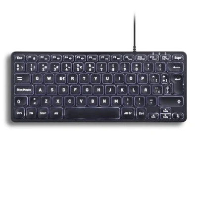 Imagen de Perixx PERIBOARD 332 Teclado Mini USB retroiluminado con Cable Teclas de Tijera Tipo X Retroiluminación Blanca Negro QWERTY Español