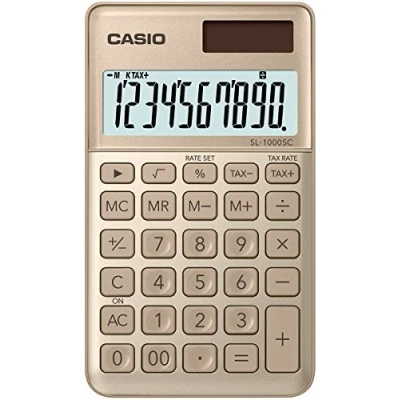 Imagen de CASIO Calculator SL 1000SC Calculadora de impuestos 10 dígitos Colores Elegantes Aluminio, Frontal, Funciona con Pilas solares