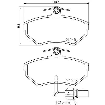 Imagen de HELLA 8DB 355 018 451 Juego de pastillas freno con contacto aviso desgaste incorporado tornillos pinza AUDI: A4 B7 Berlina