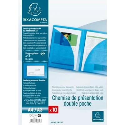 Imagen de Exacompta 3962E Subcarpeta doble de presentación, A4 A3, color azul