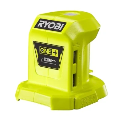 Imagen de RYOBI Cargador USB 2 Puertos (2,1 A y 1,0 A) Rápido 100% Compatible con Baterías 18V ONE+ Sensor de Corriente Carga Ideal para Camping, Construcción R18USB 0