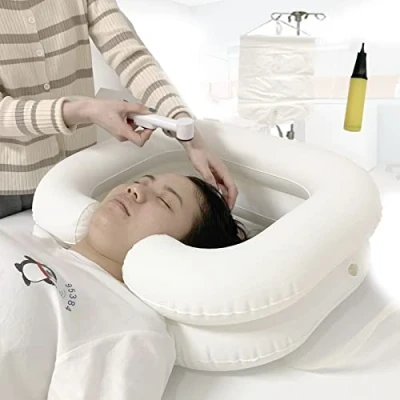 Imagen de Kit de lavabo inflable para cabecera cama, sistema ducha discapacitados y ancianos, cama fácil, embarazo, paciente postrado en o posquirúrgico, confinado