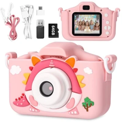 Imagen de Camara Fotos Infantil, 1080P 2.0&quot; HD Selfie Video Cámara de para Niños, Niños con 64G Tarjeta, Digital Regalos 3 12 Años,Rosa