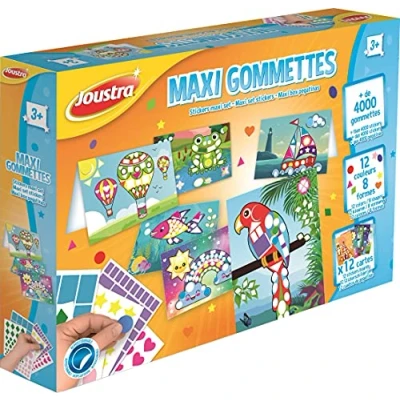 Imagen de JOUSTRA Juego de Maxi Pegatinas y Tarjetas Actividad 4000 + 12 A5 Kit creativo para niños a partir 3 años