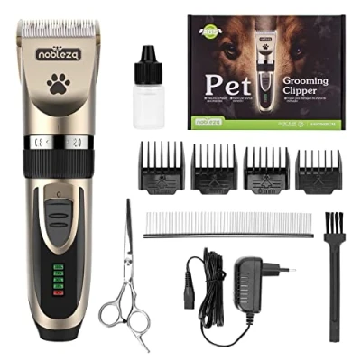 Imagen de Nobleza Cortapelos para Perros Profecional Mascotas Set Mquina Cortar Pelo Sin Cable y Recargable Pequeas Medianas Grande 2 Velocidades Ajustable Regalar Tijeras Peine