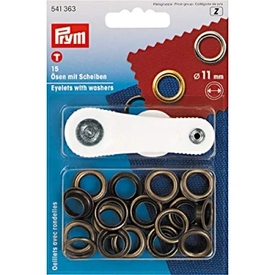Imagen de Prym Eyelets and Washers, Metal, Antique Brass, 14 x 9.5 2.5 cm