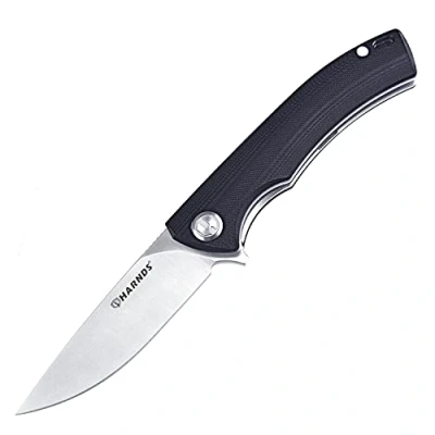 Imagen de Harnds Sandvik14C28N cuchillo con de caza G10 para acampar al aire libre Bushcraft Supervivencia (negro)
