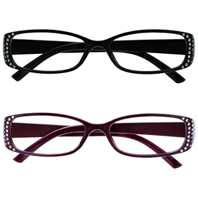 Imagen de La Compañía Gafas De Lectura Negro Y Púrpura Diamonte Estilo Lectores Valor Pack 2 Mujeres Señoras UVR2093BK_P +1,50
