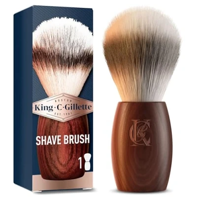 Imagen de King C. Gillette Brocha De Afeitar Para Hombre Con Mango Madera Natural Y Ergonómico, Crea Espuma Abundante Un Afeitado Calidad Profesional