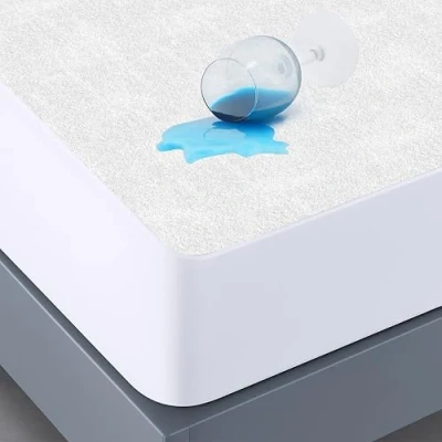 Imagen de Protector Colchón 140x200 cm Funda Impermeable Sábana Bajera de Algodón y Microfibra Cubre para Cama Transpirable Hipoalergénico Antiácaros Lavable a Máquina