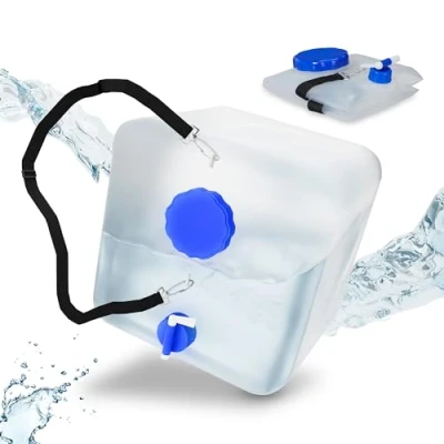 Imagen de Relaxdays Bidones Plegables, Grifo, Boca Ancha &amp; Correa, 15L, Sin BPA, 2 Uds., Transparentes