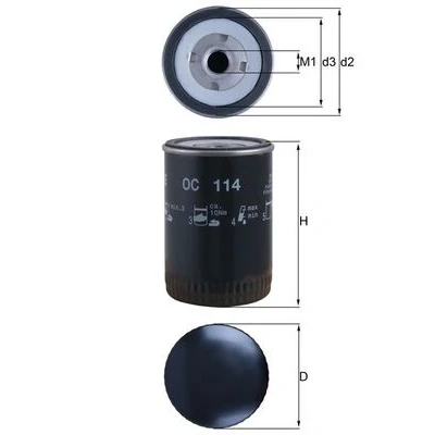 Imagen de MAHLE ORIGINAL OC 114 Filtro de aceite con válvula bloqueo retorno enroscable