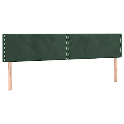 Imagen de vidaXL 2X Cabeceros Tapizado Cama Antimancha Acolchado Protector Cubierto Elástico Prueba Polvo Dormitorio de Terciopelo Verde Oscuro 80x5x78/88 cm